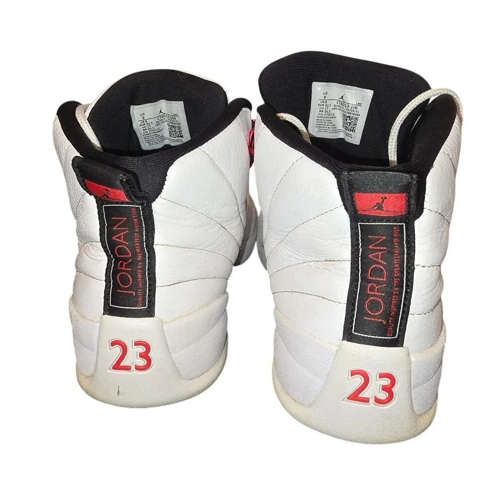 Jordan 12‎ Retro Twist White Red Leather Basketball Shoes CT8013-106 Size 9